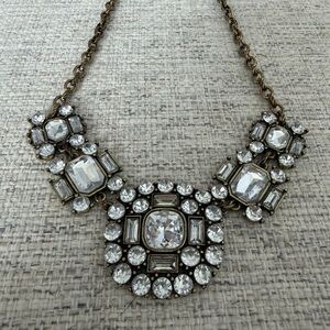 J. Crew | Antique Gold Crystal Pendant Decorative Necklace